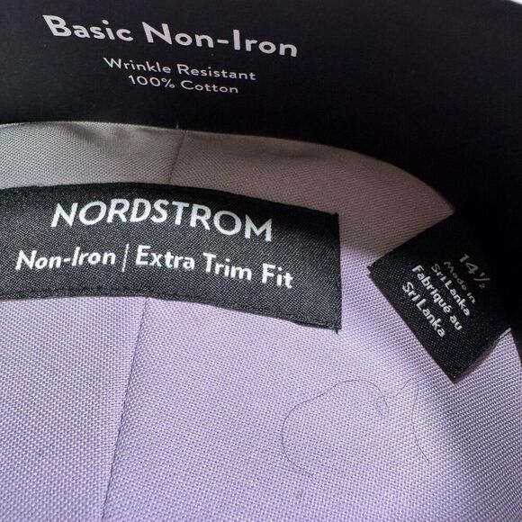 Nordstrom men's 14.5 Purple Regal 100% Cotton Extra Trim Fit‎ Wrinkle Resistant - Picture 2 of 4